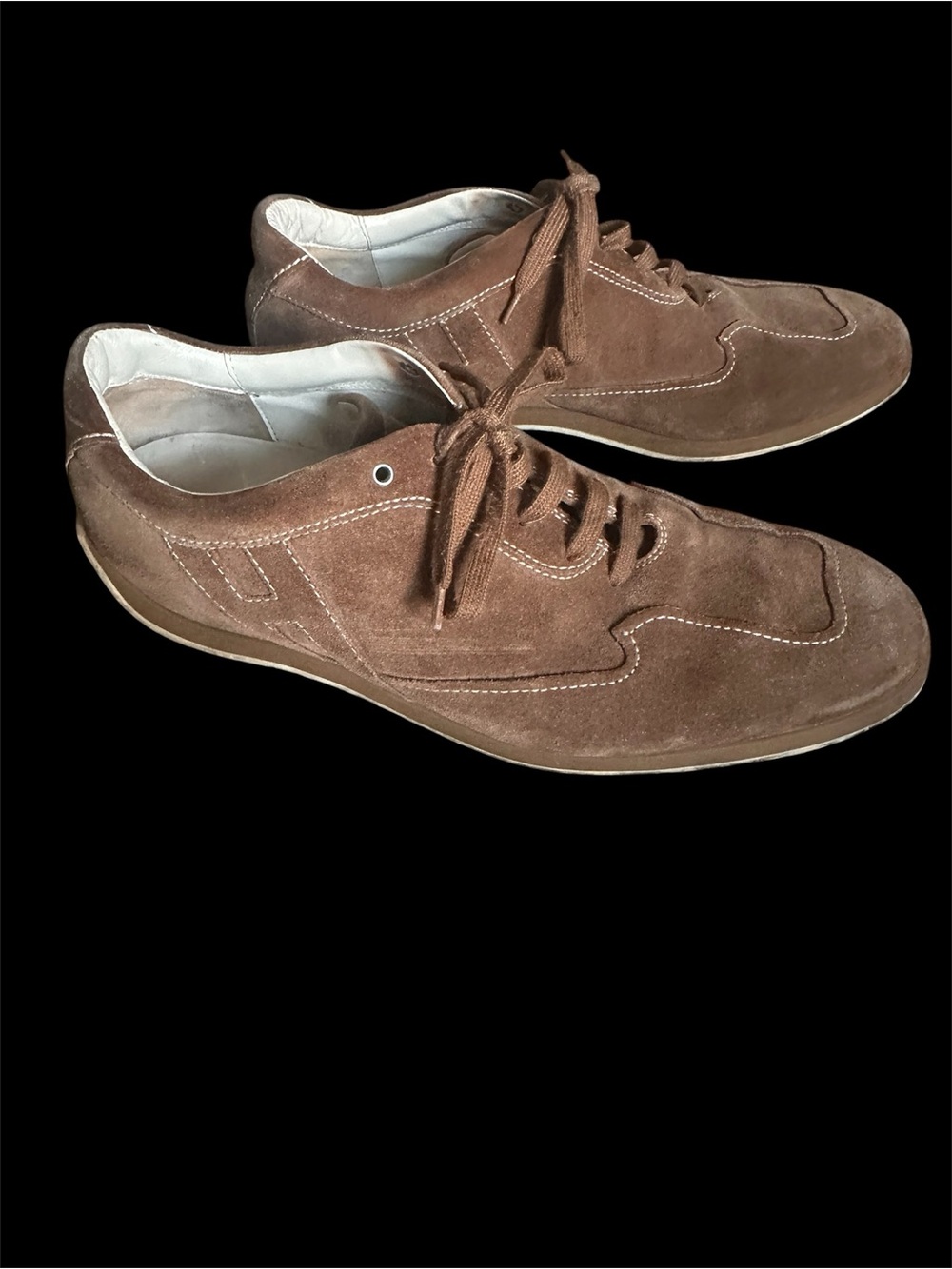 Hogan Men's Brown Suede Lace-Up Sneakers Size 10.5